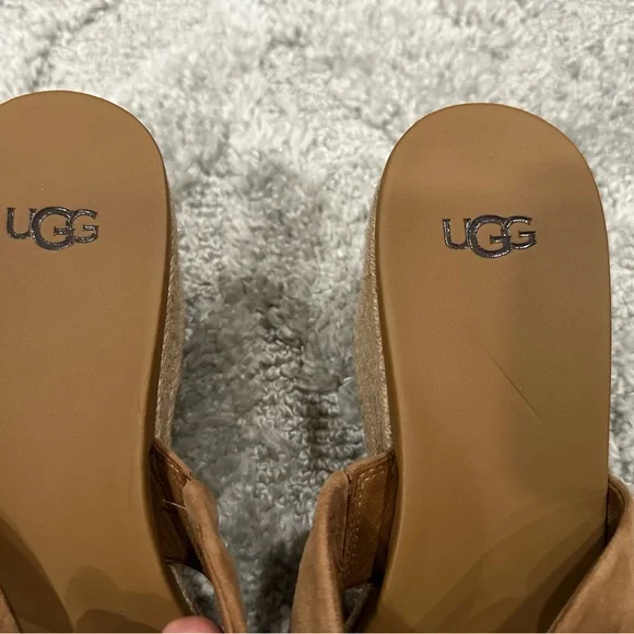 Ugg Niyomee Tan Wedge Sandal Slide US 10 - Picture 3 of 7